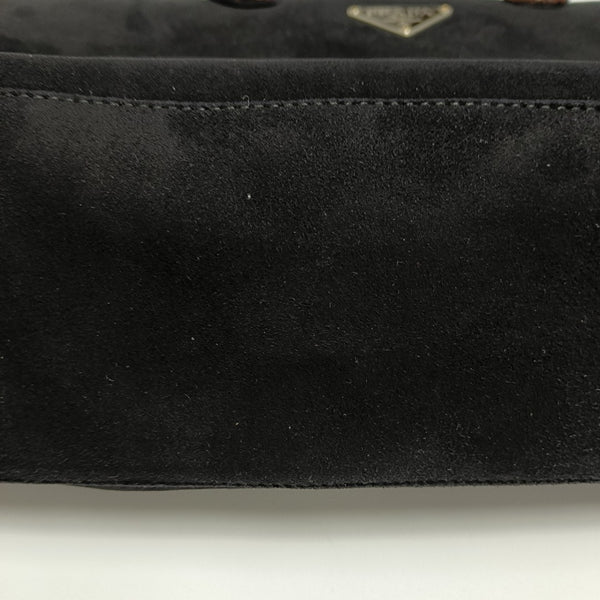Suede Top Handle Bag Black