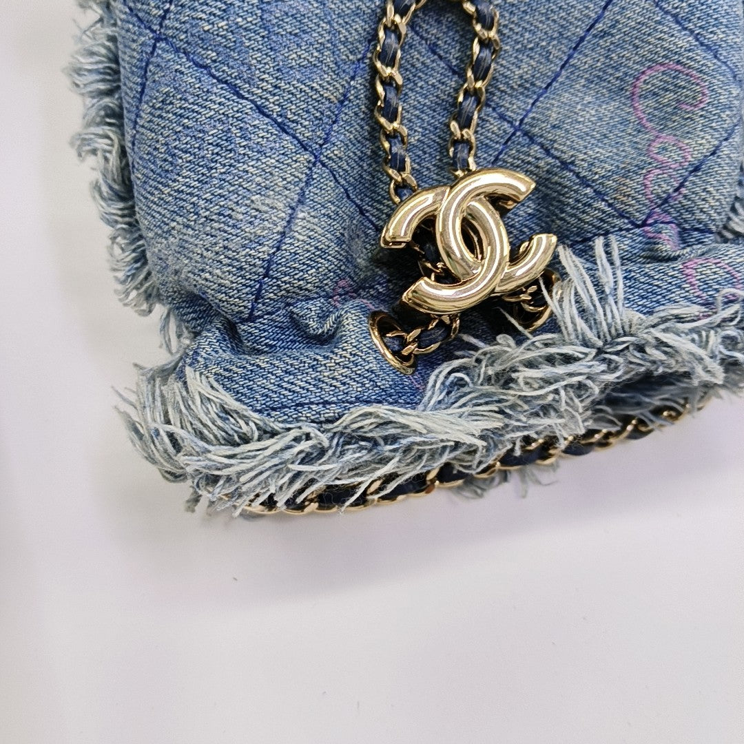 DRAWSTRING Mini Quilted Denim Blue