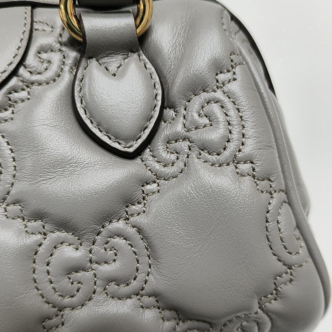 GG Matelassé Mini Monogram Calfskin Gray
