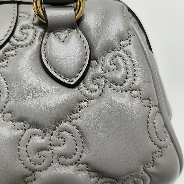 GG Matelassé Mini Monogram Calfskin Gray