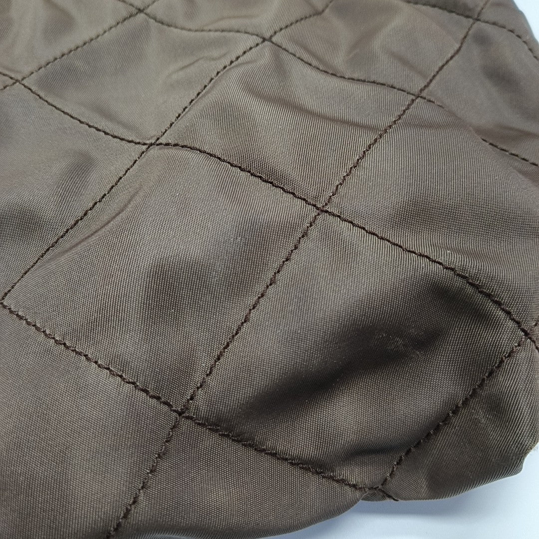 Quilted Nylon Tote Bag Brown