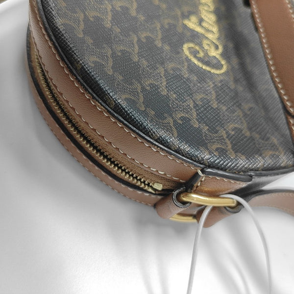 Coated Canvas Shoulder Bag Brown