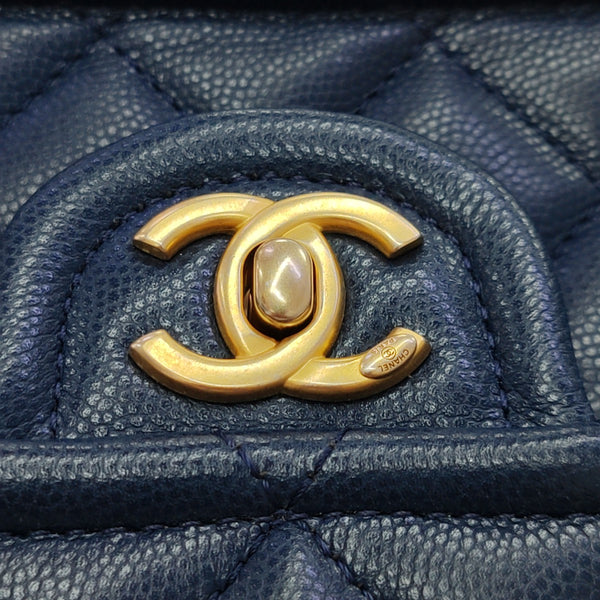 Quilted Grained Calfskin Blue