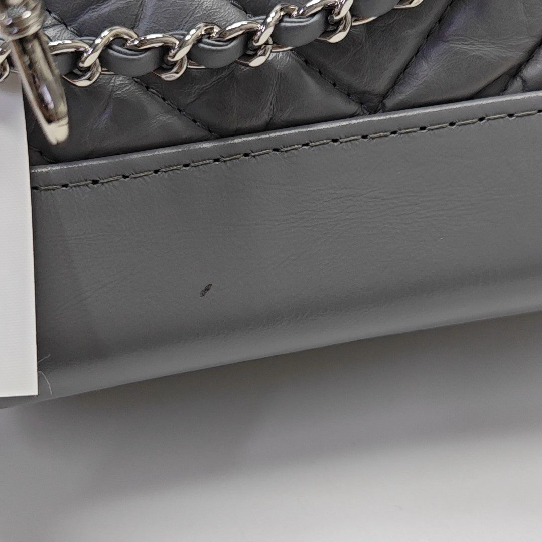 GABRIELLE Small Chevron Calfskin Gray
