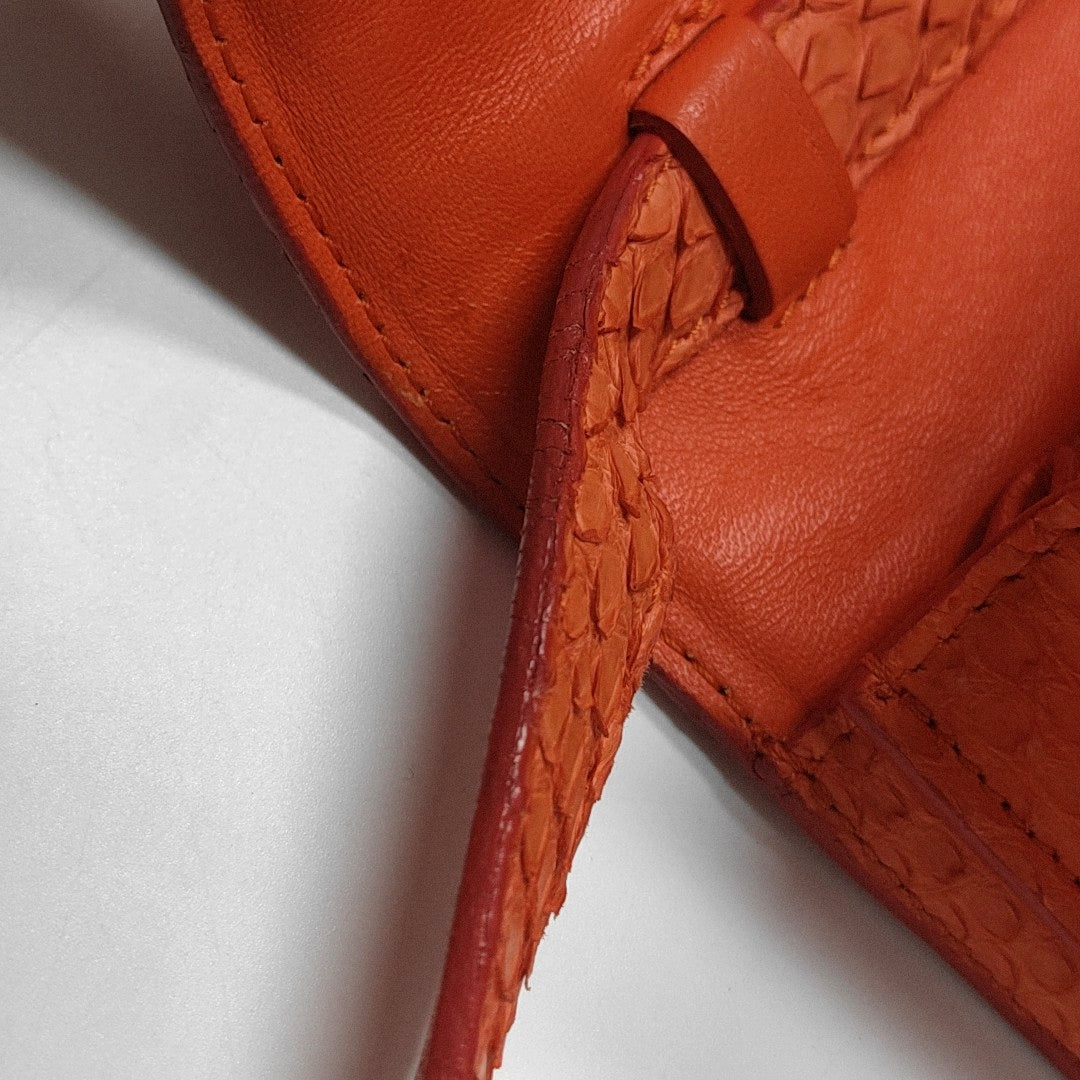 Authenticated pre-owned  CLASSIC BOX Mini Python Orange - Shoulder Bag at Looply