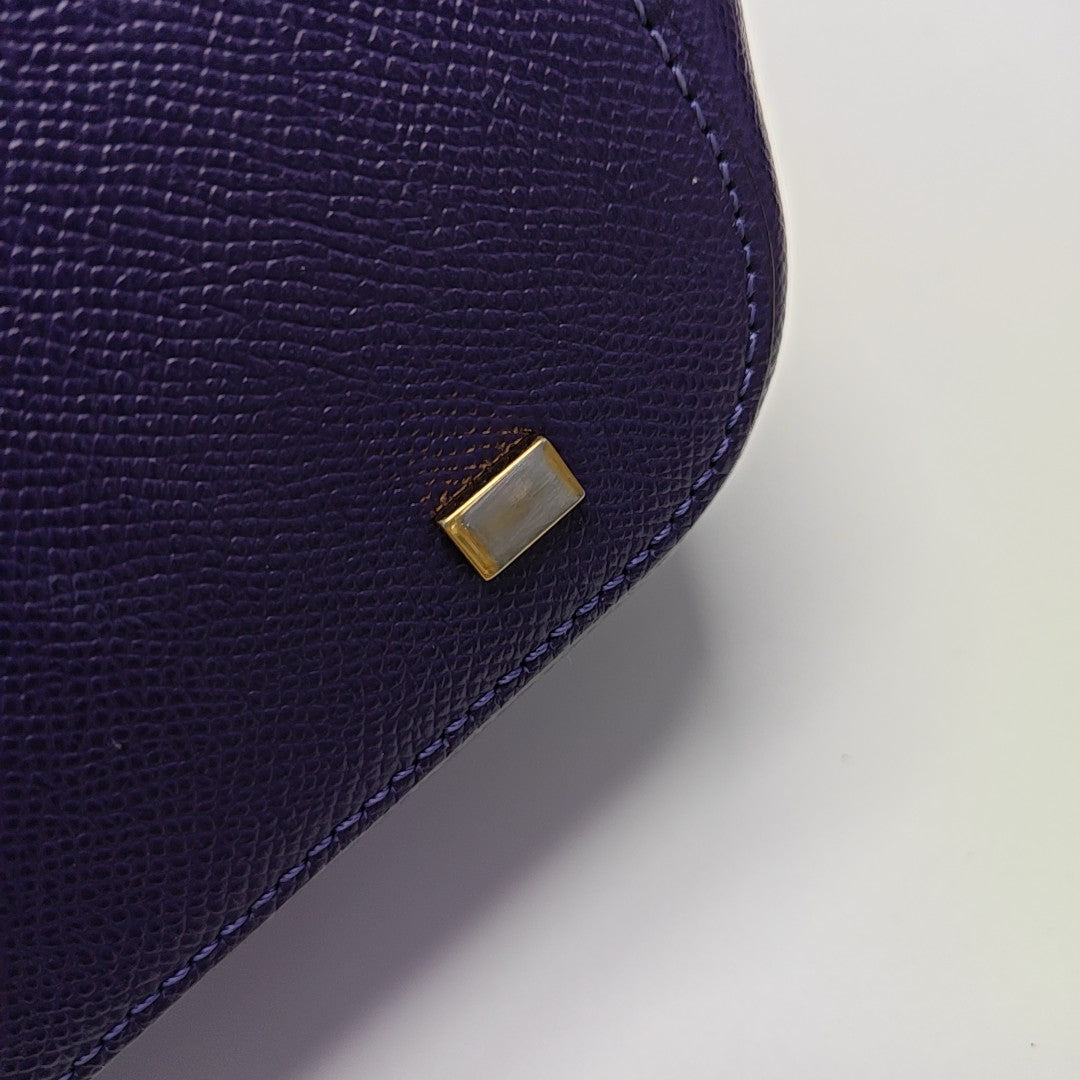 Calfskin Top Handle Bag Purple