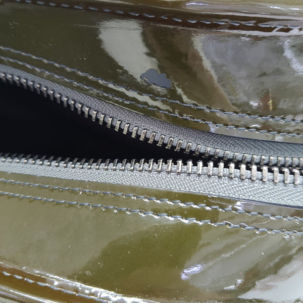 Patent Leather Top Handle Bag Green