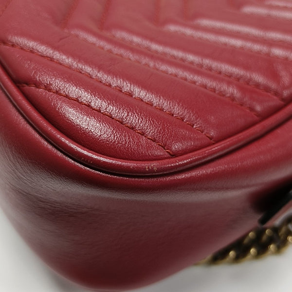 GG Marmont Small Quilted Calfskin Red