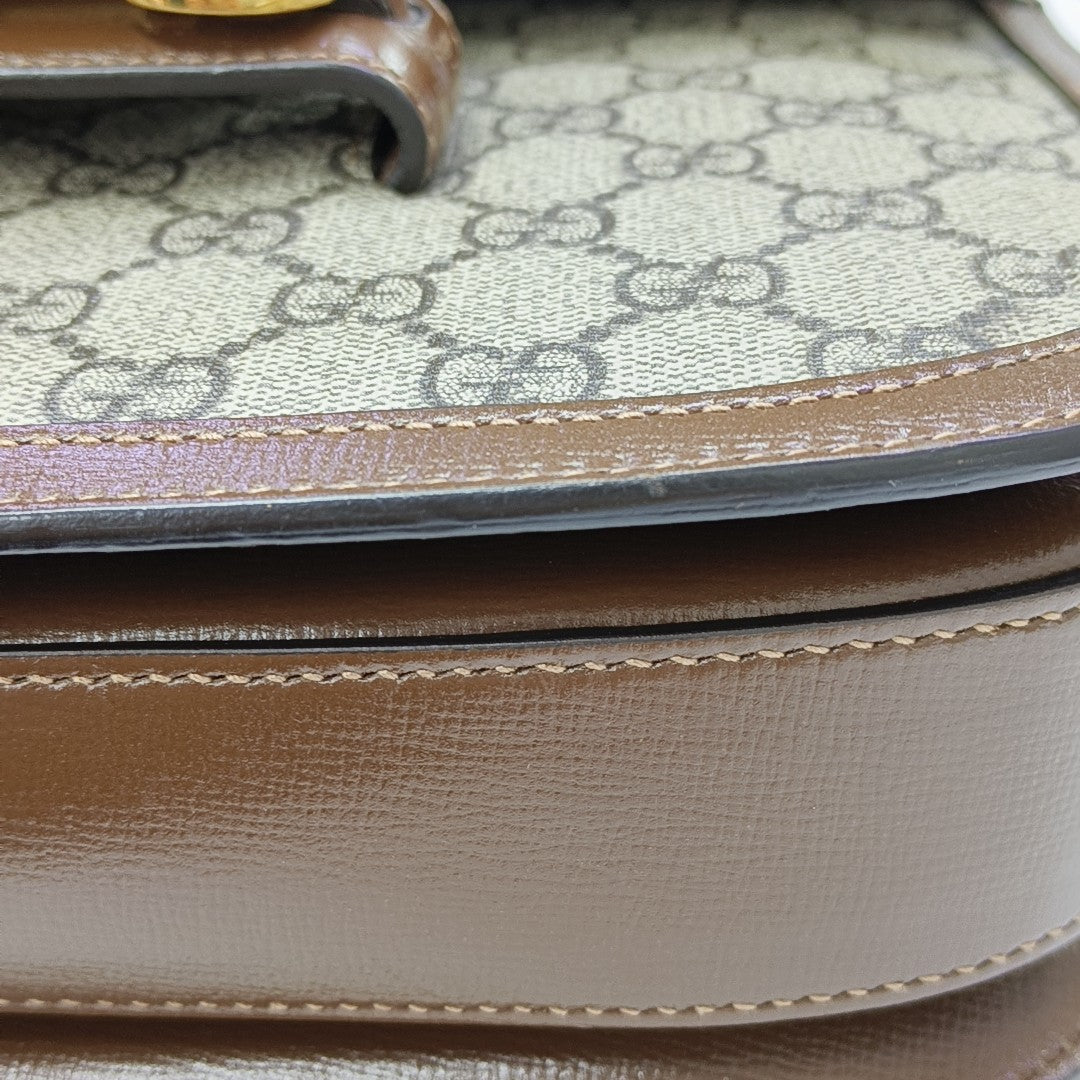 Horsebit 1955 Medium Monogram Coated Canvas Beige
