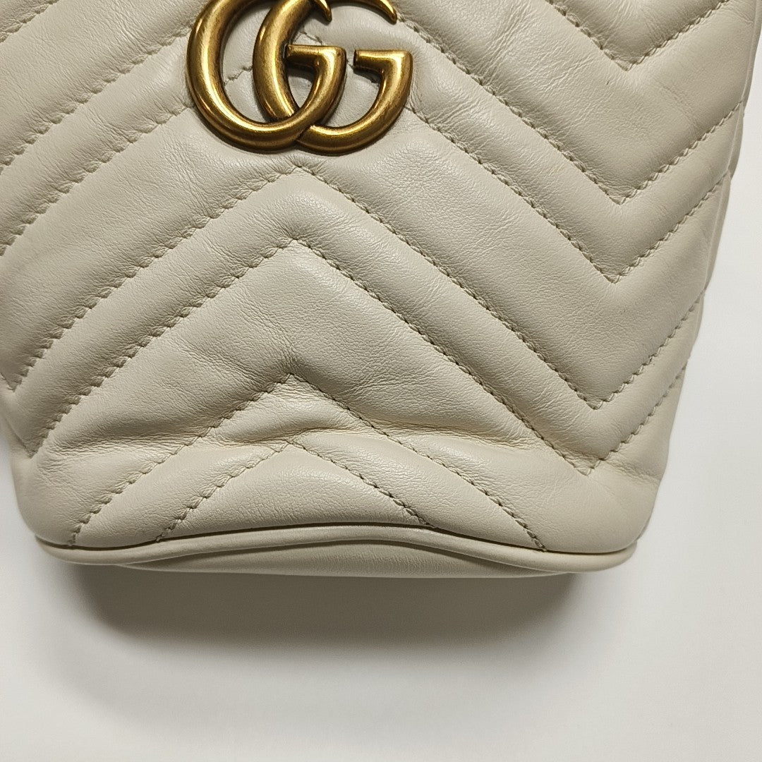 GG Marmont Mini Quilted Calfskin White