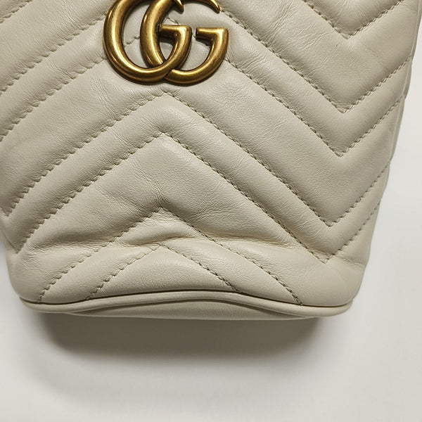 GG Marmont Mini Quilted Calfskin White