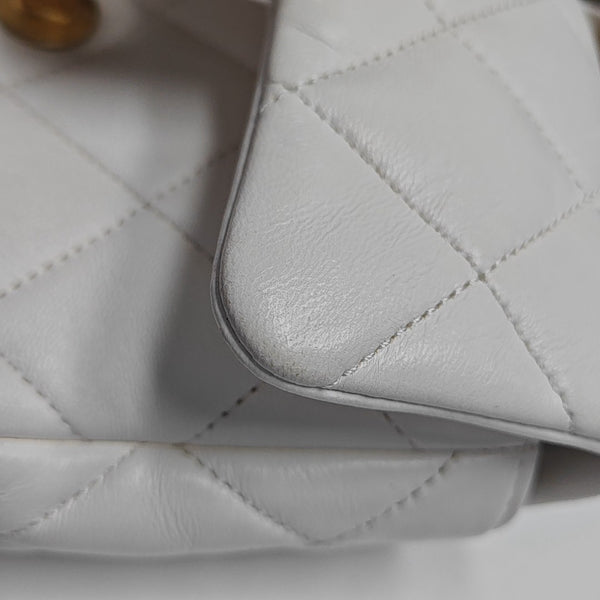 Quilted Lambskin Shoulder Bag Mini White