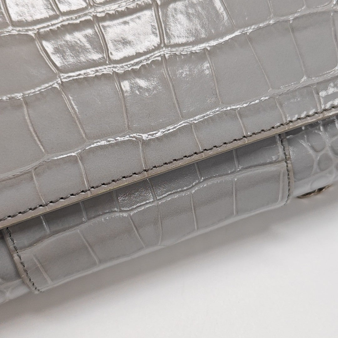 Hourglass Wallet On Chain Mini Calfskin Gray