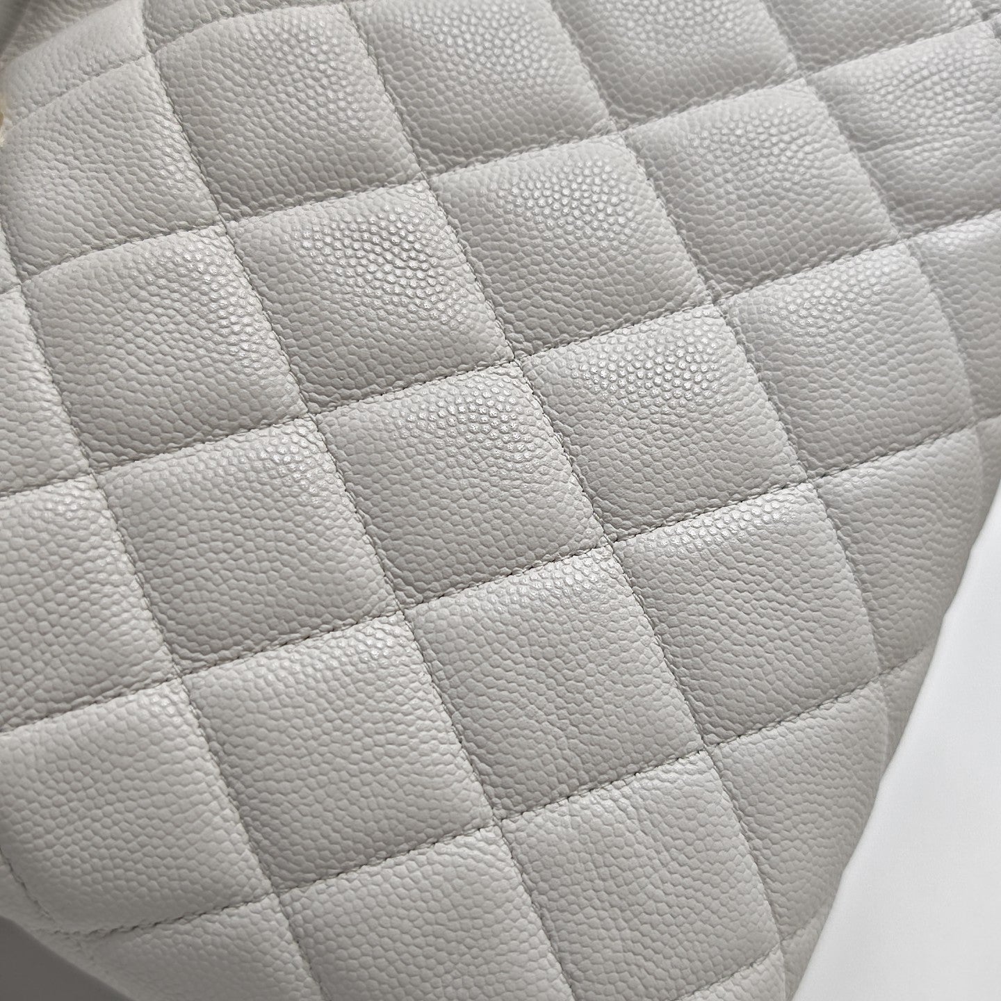 Quilted Grained Calfskin Shoulder Bag White