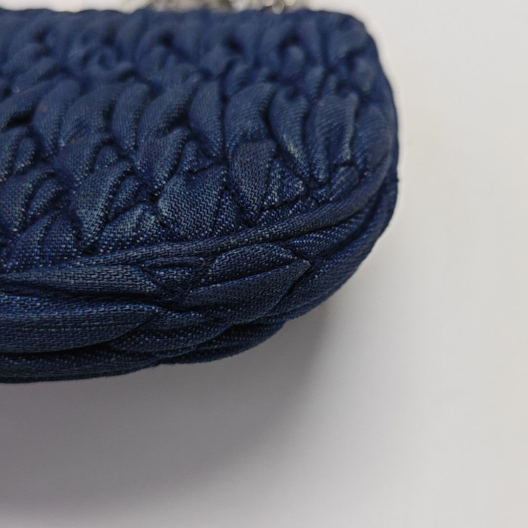 Quilted Fabric Shoulder Bag Blue