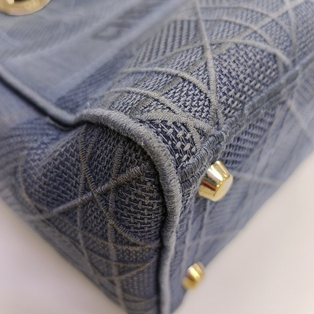 Lady D-Lite Medium Cannage Canvas Blue