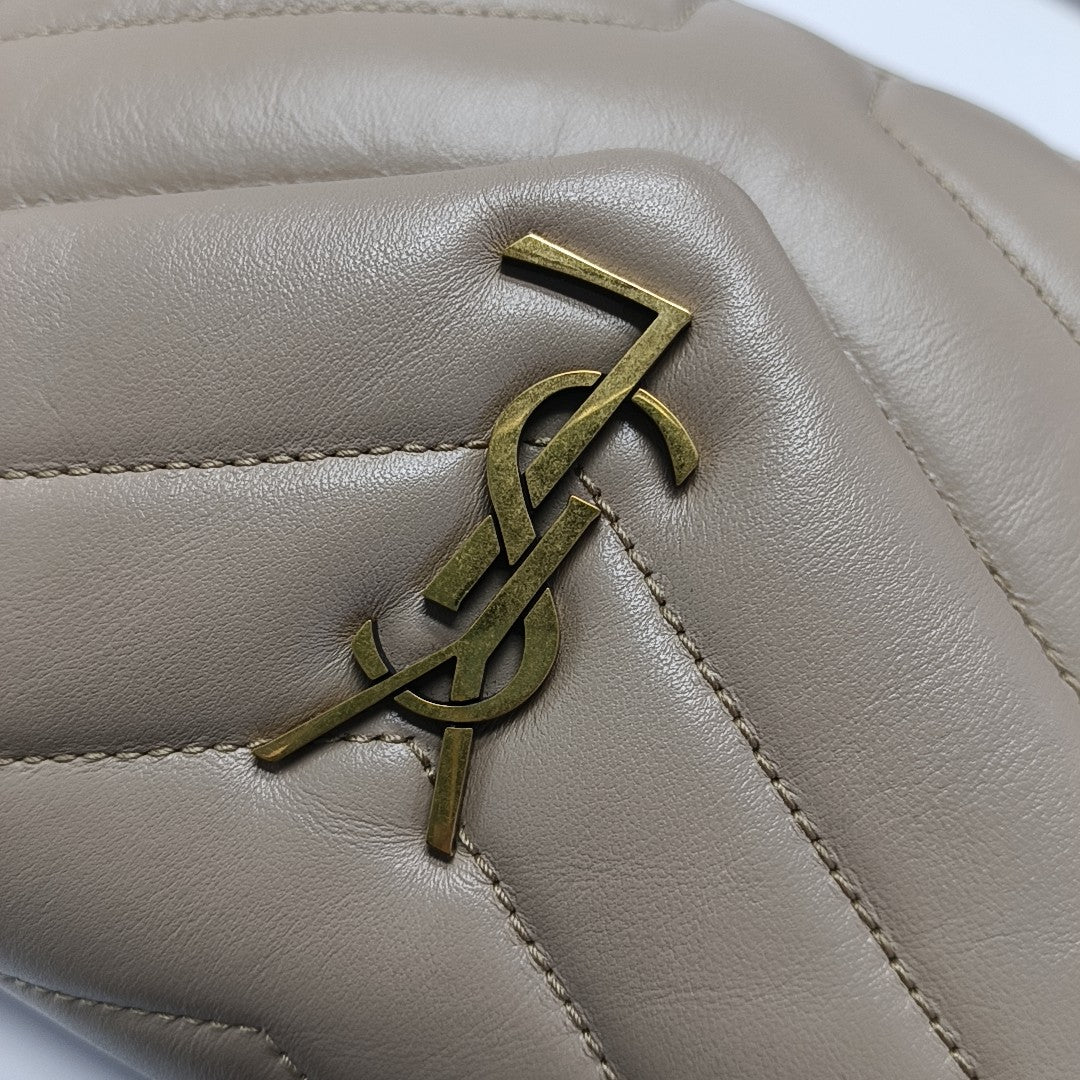LOULOU Extra Small Chevron Calfskin Beige