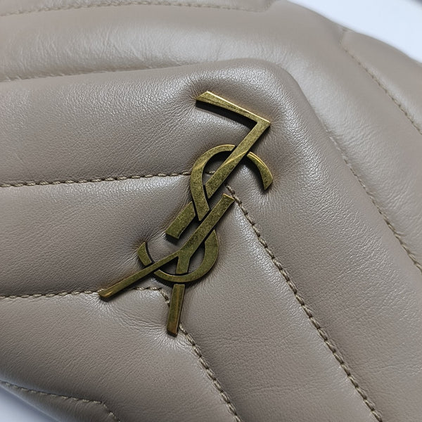 LOULOU Extra Small Chevron Calfskin Beige