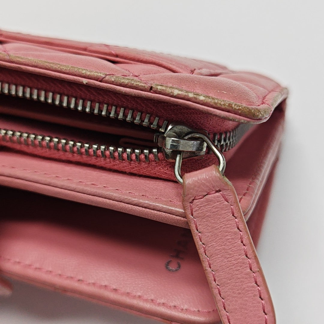 Quilted Lambskin Wallet Pink