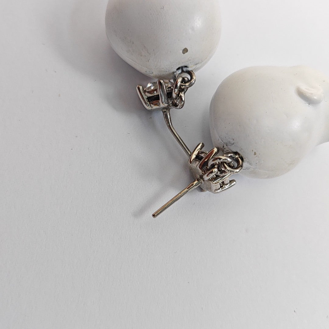 Palladium Plated White Stud Earrings