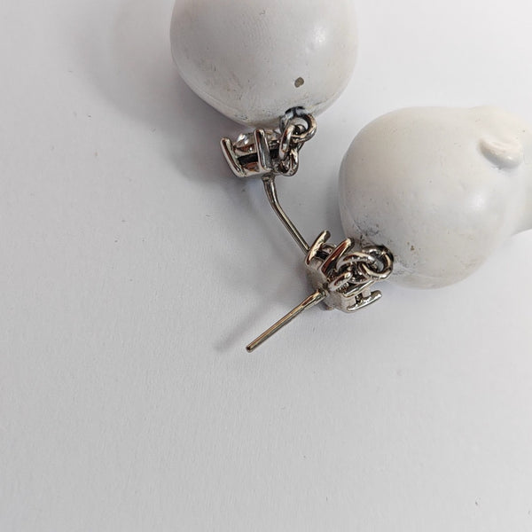 Palladium Plated White Stud Earrings