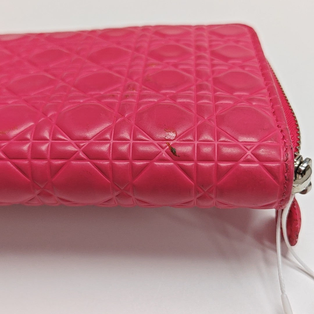Lady Dior Small Cannage Calfskin Pink Wallet