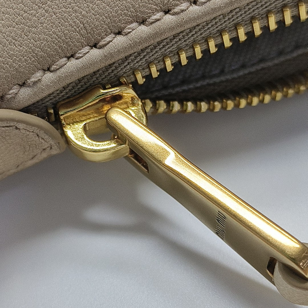 Lambskin Top Handle Bag Mini Beige