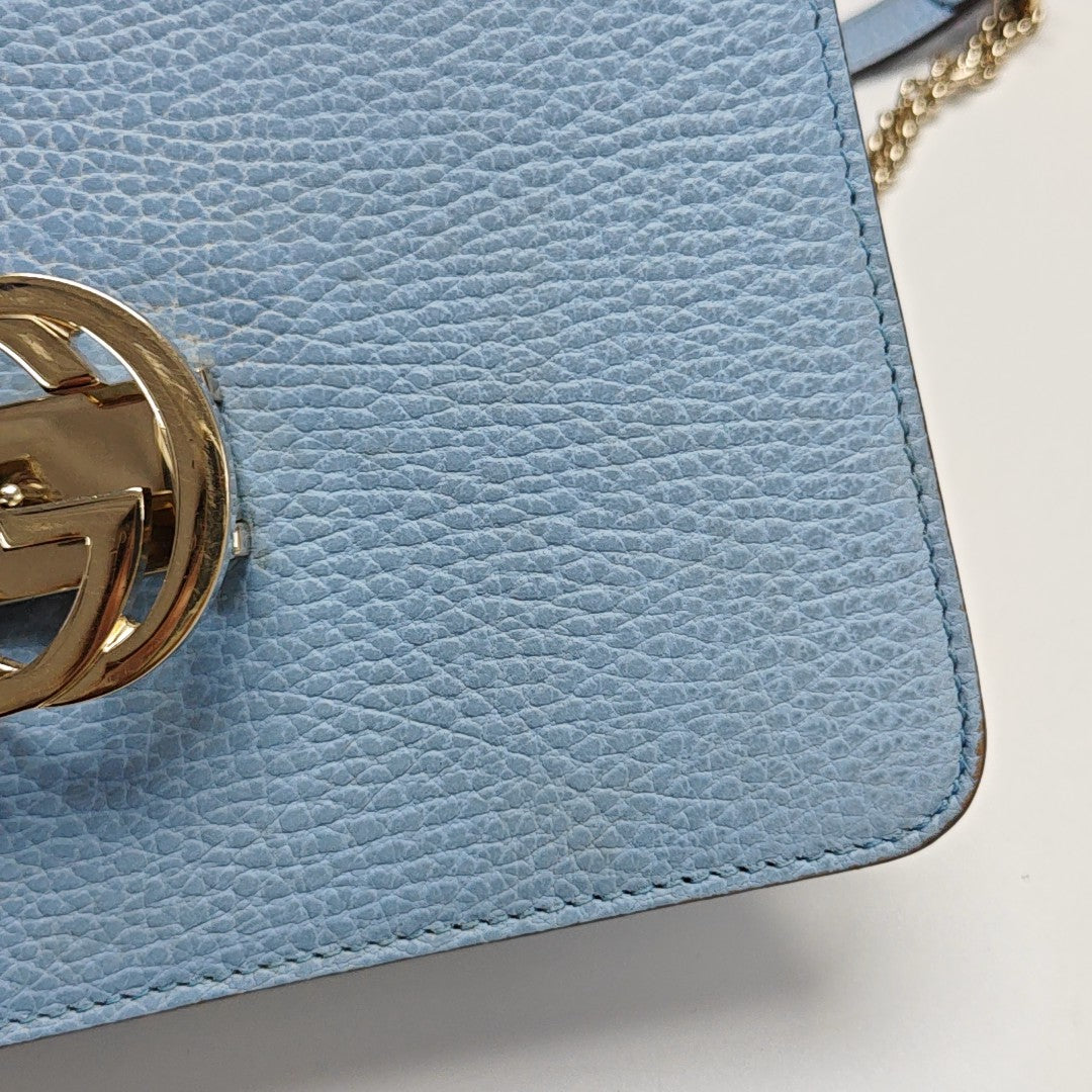 Interlocking G Small Calfskin Blue