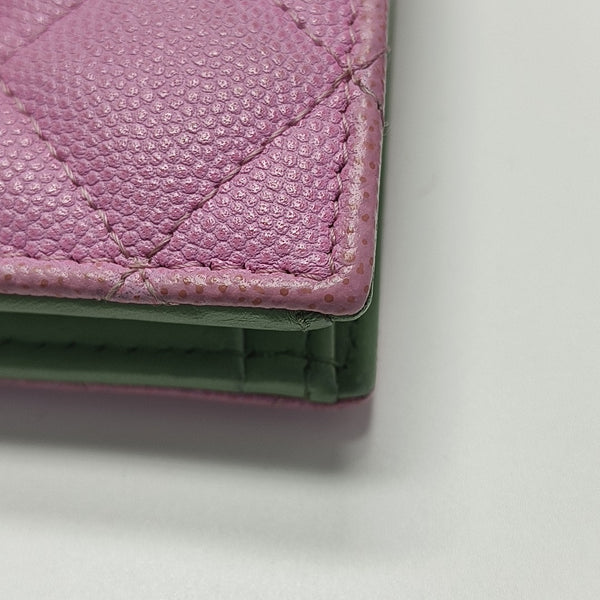 Quilted Grained Calfskin Wallet Purple
