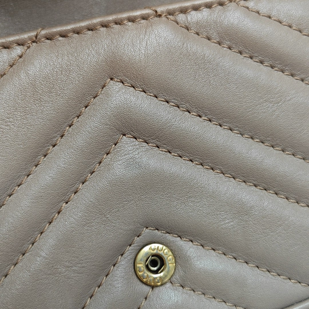 GG Marmont Mini Quilted Calfskin Beige