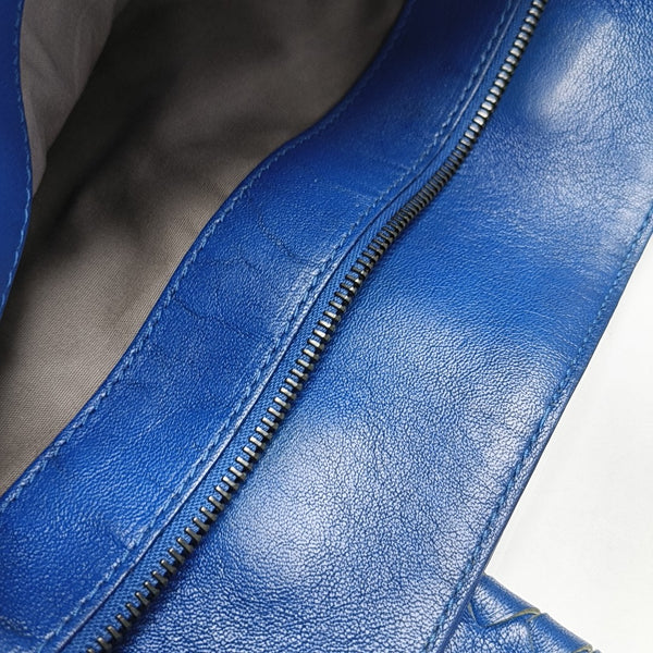 Bolso Tote de Piel de Cordero Azul