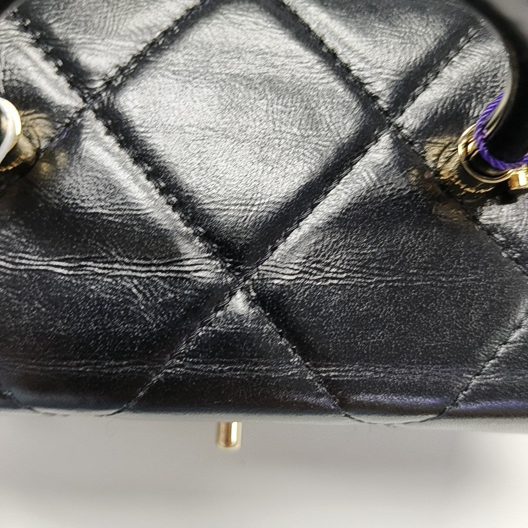 Quilted Calfskin Shoulder Bag Mini Black