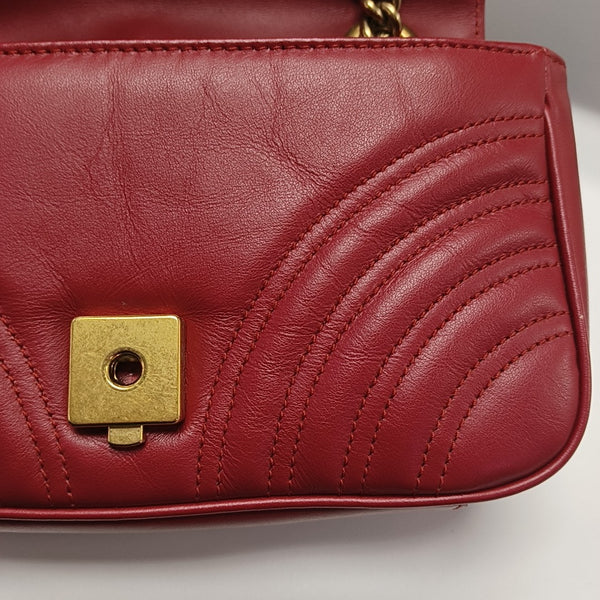 GG Marmont Small Quilted Calfskin Red