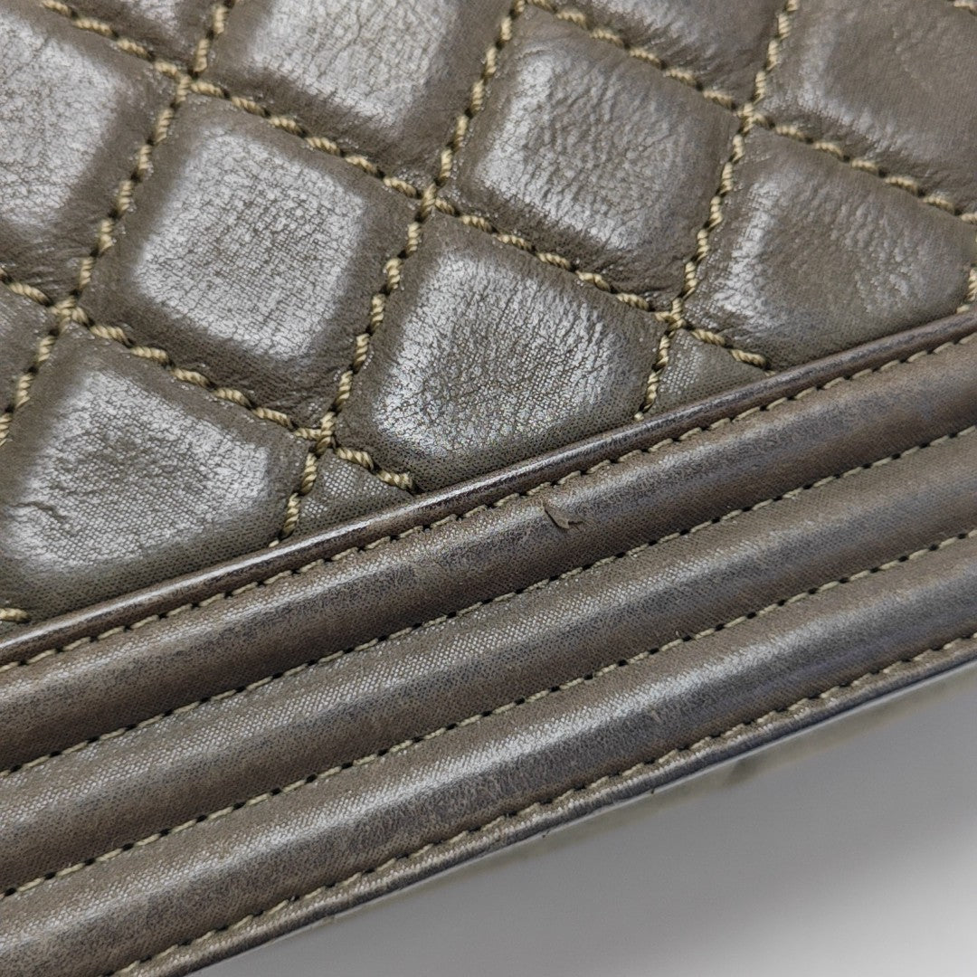 BOY CHANEL Medium Quilted Calfskin Gray