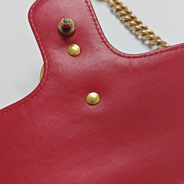 GG Marmont Small Quilted Calfskin Red
