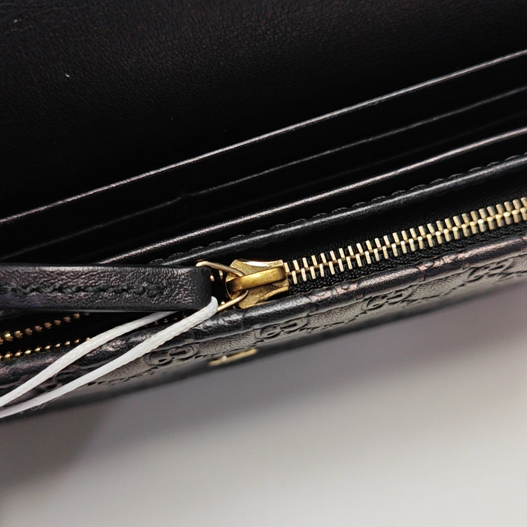 Microguccissima Monogram Calfskin Black Wallet