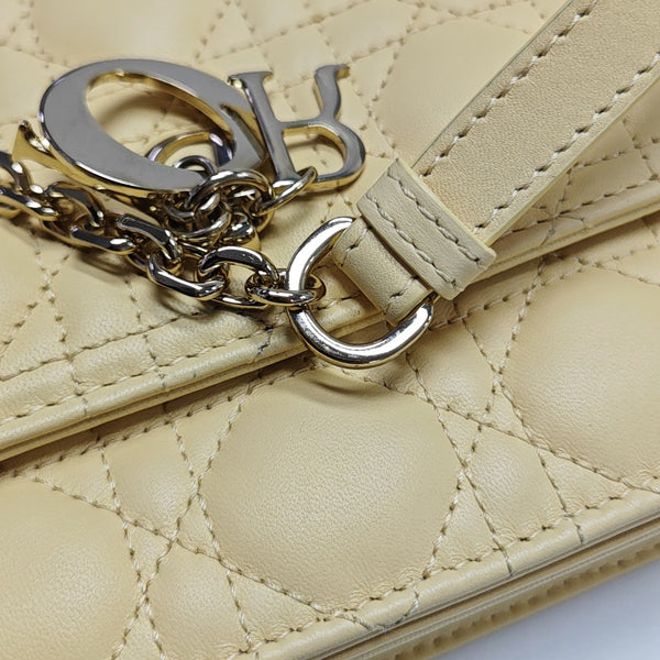 Authenticated pre-owned  Lady Dior Quilted Lambskin Yellow - Shoulder Bag at Looply