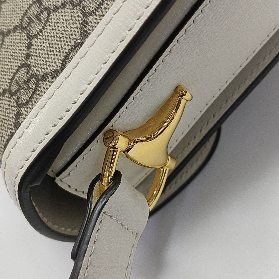 Horsebit 1955 Small Monogram Coated Canvas Beige