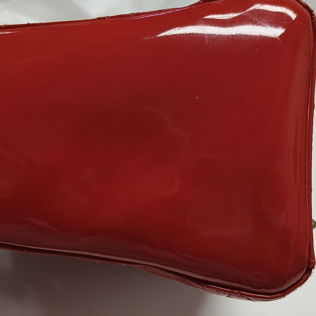 Lady Dior Medium Cannage Patent Leather Red