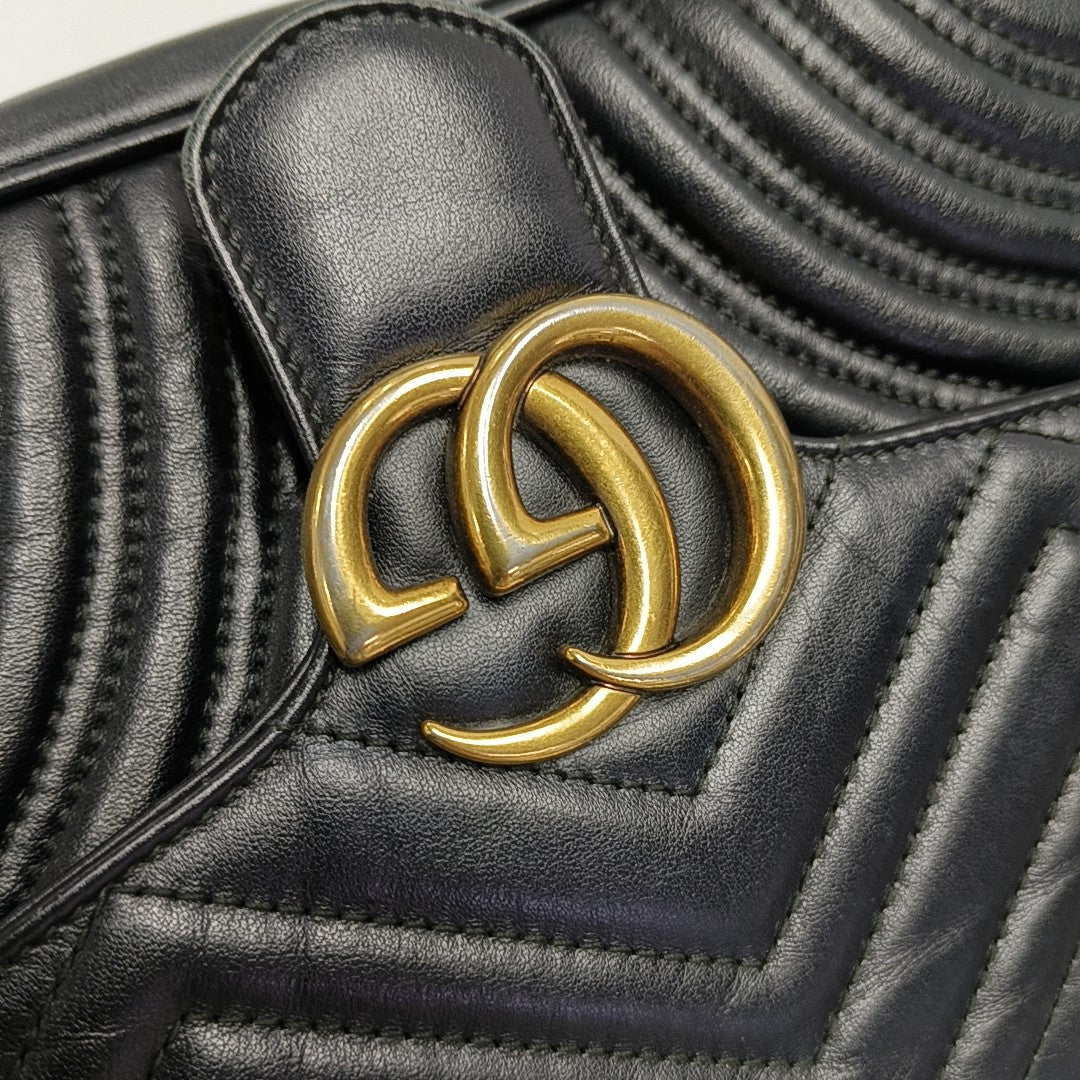 GG Marmont Medium Quilted Calfskin Black