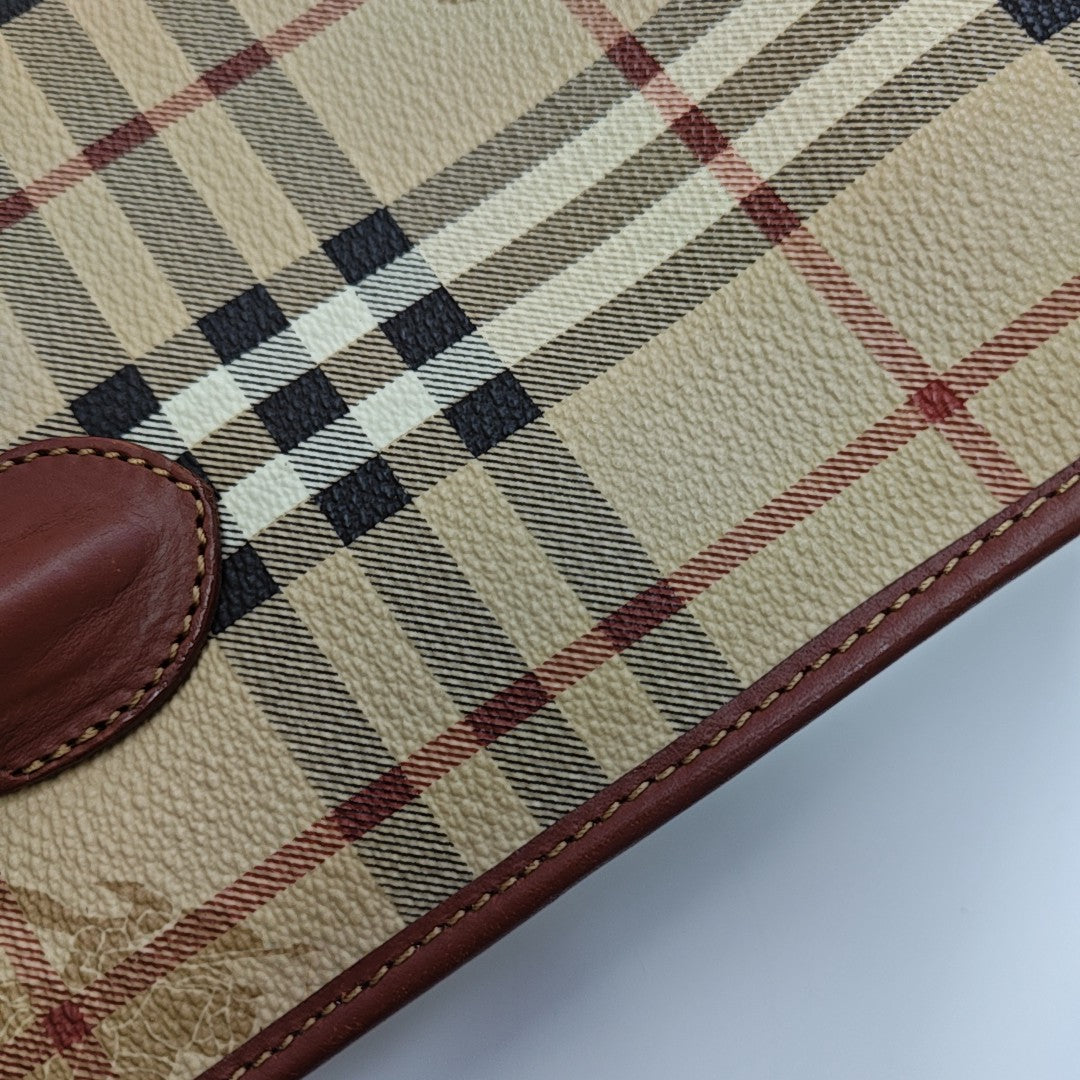 Coated Canvas Top Handle Bag Brown