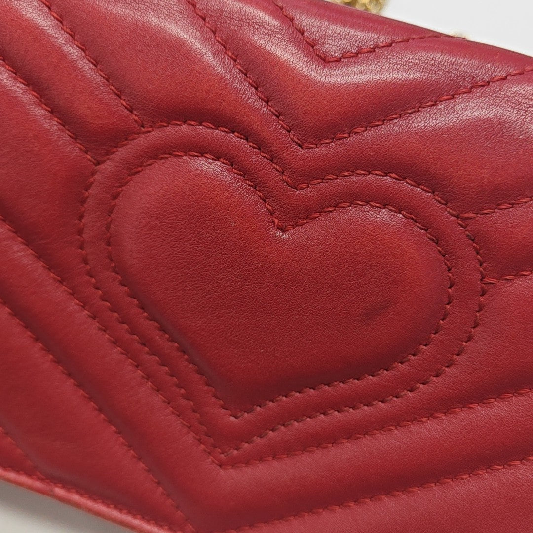 GG Marmont Super Mini Quilted Calfskin Red