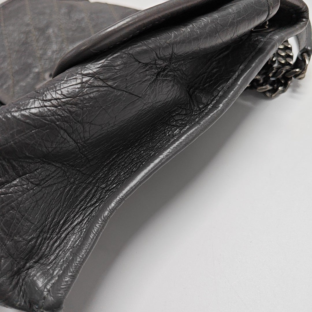 NIKI Medium Chevron Calfskin Gray