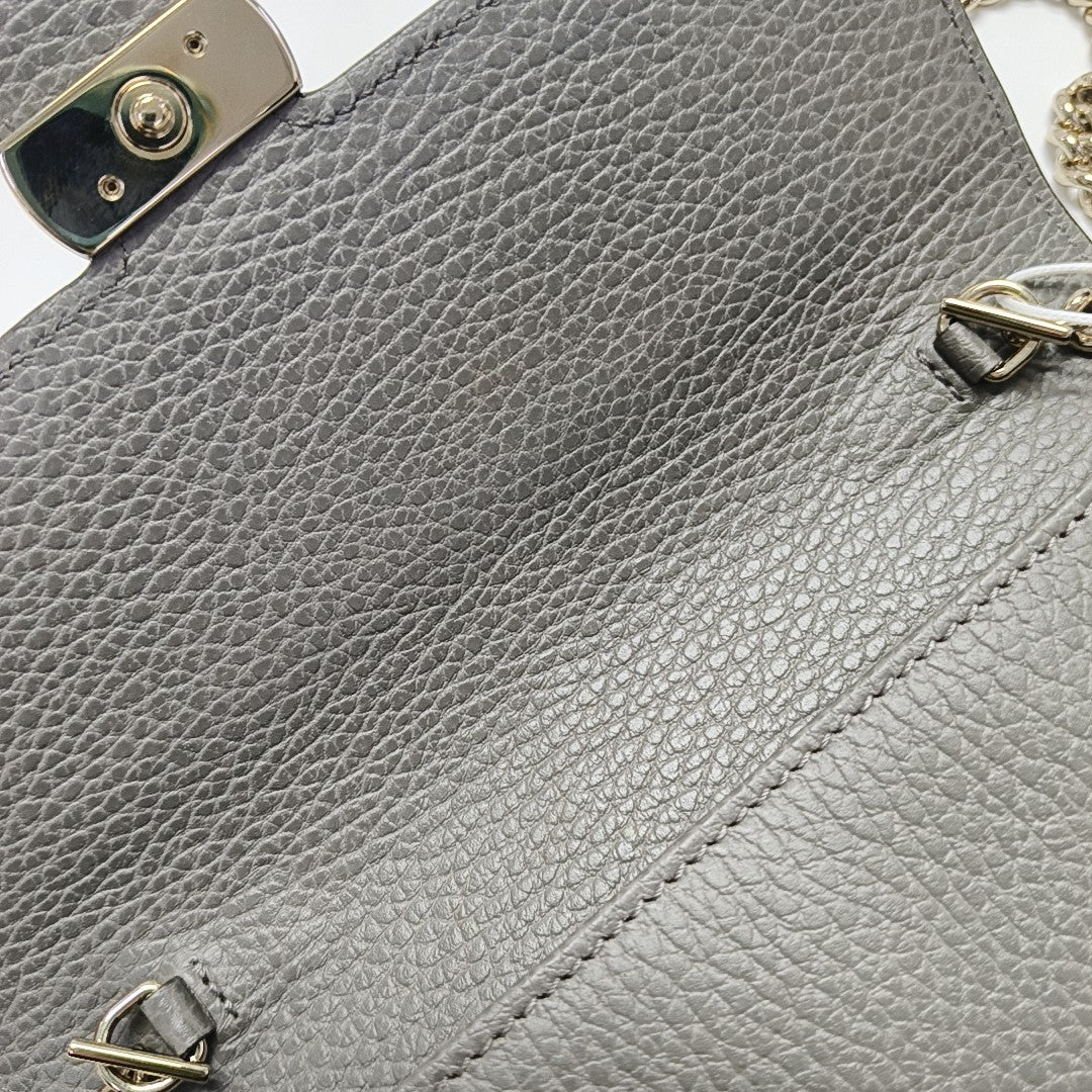 Interlocking G Small Calfskin Gray