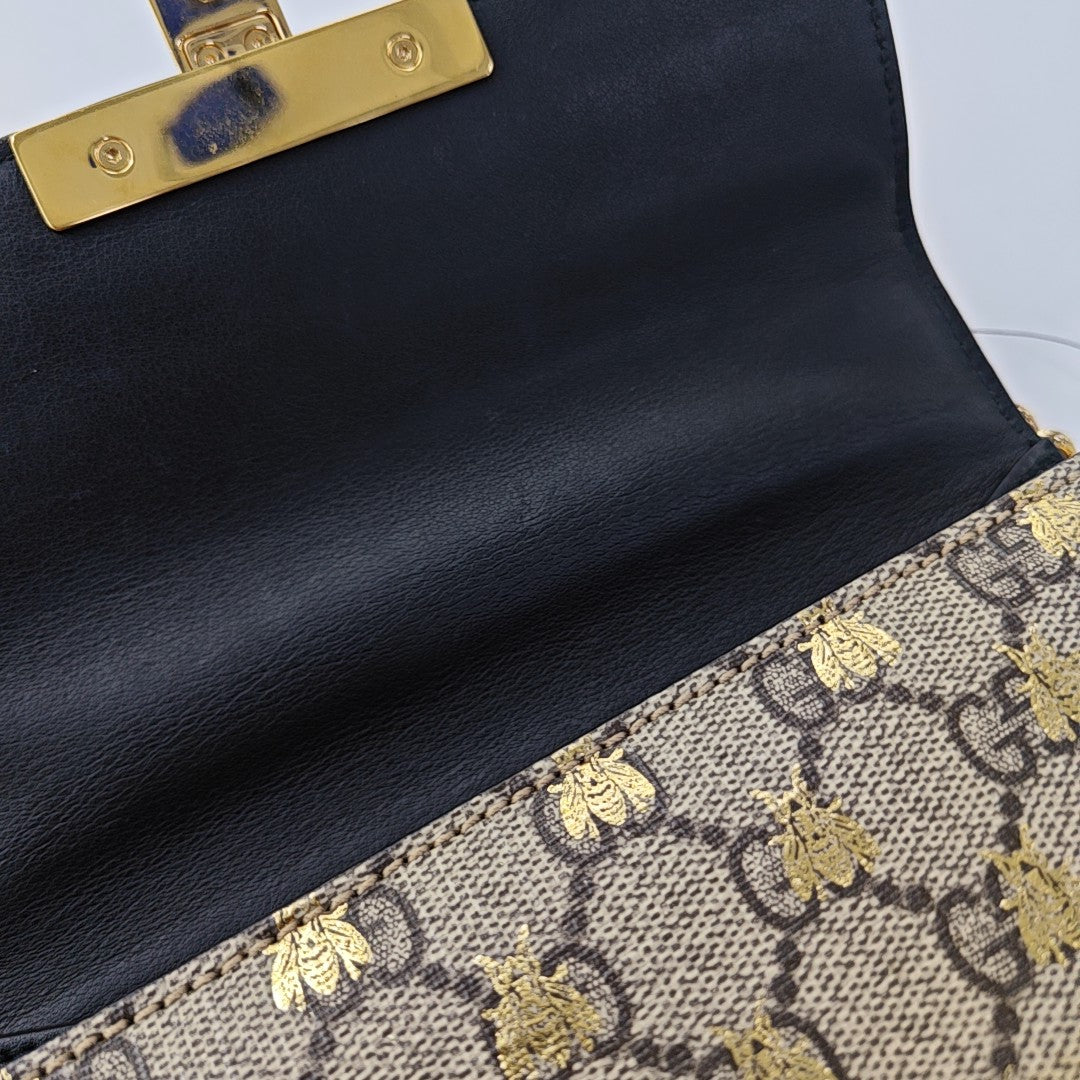 Padlock Small Monogram Coated Canvas Beige
