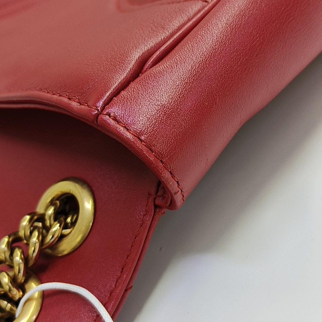 GG Marmont Large Quilted Calfskin Red