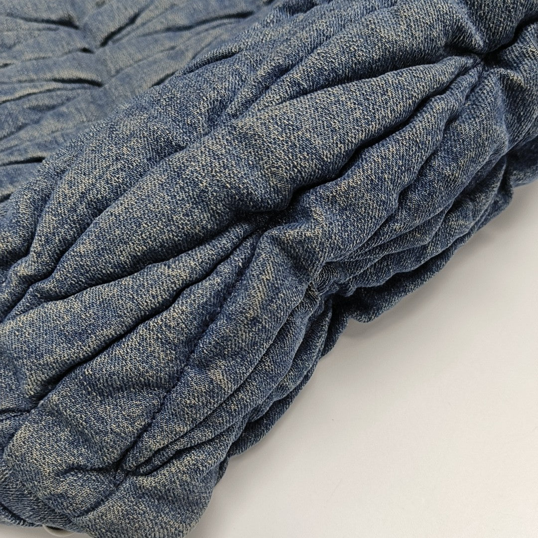 Quilted Denim Tote Bag Blue