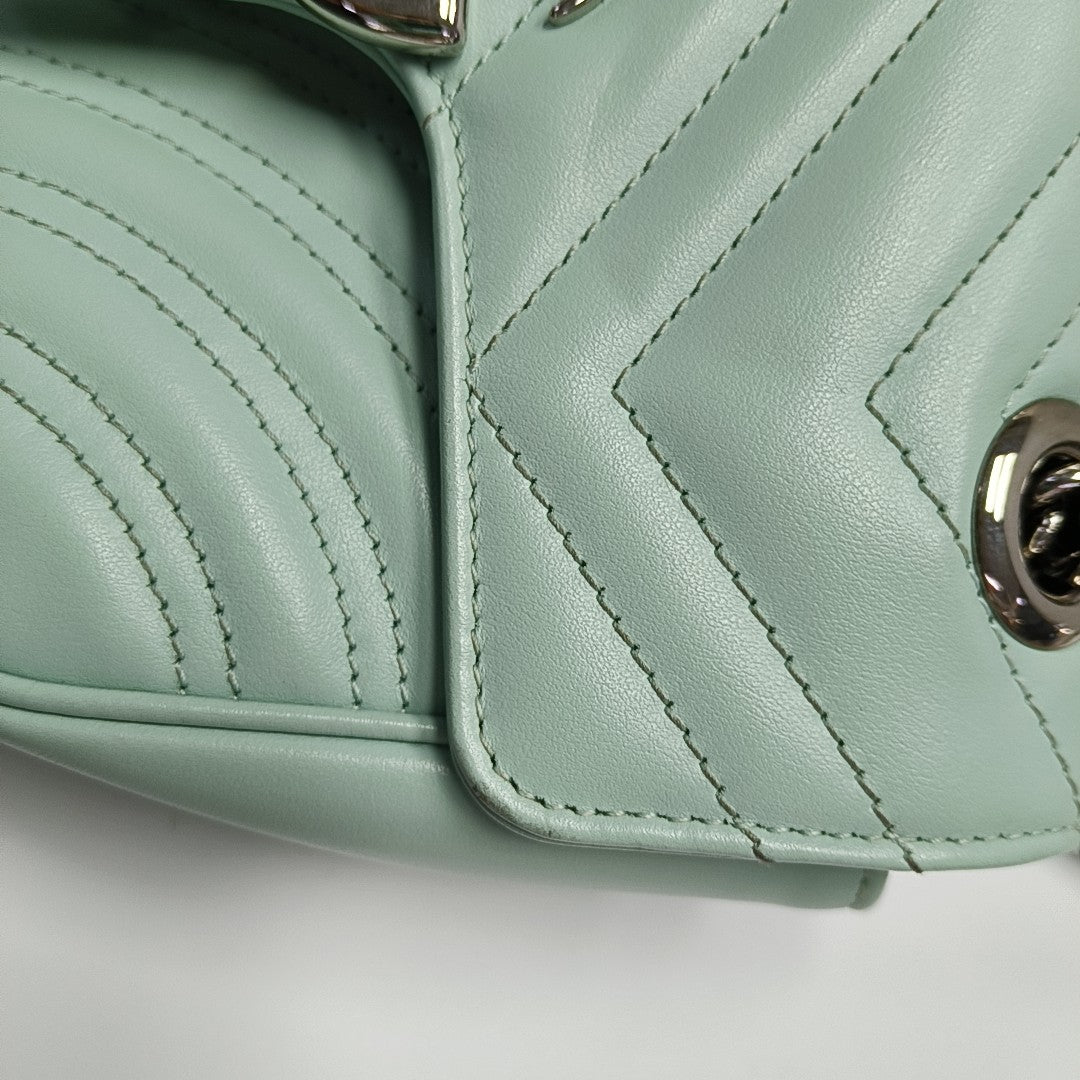 GG Marmont Small Quilted Calfskin Green