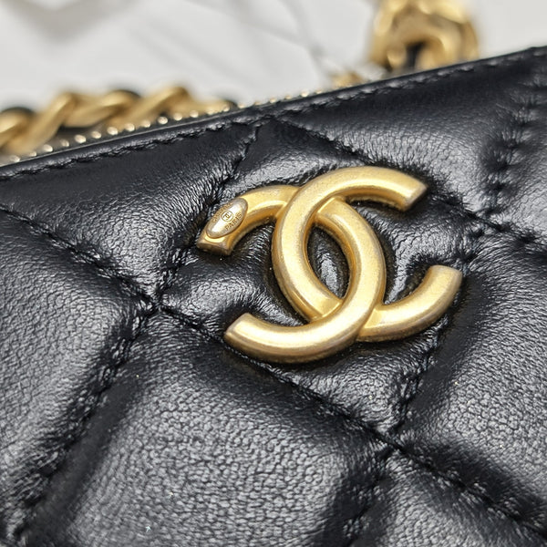 Quilted Lambskin Shoulder Bag Mini Black