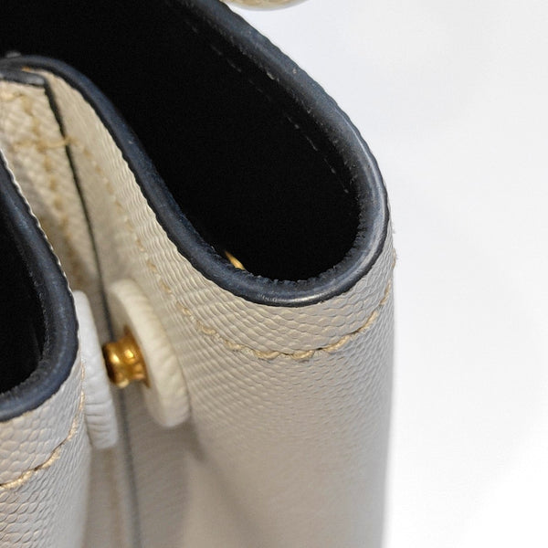 Double Medium Saffiano Calfskin White